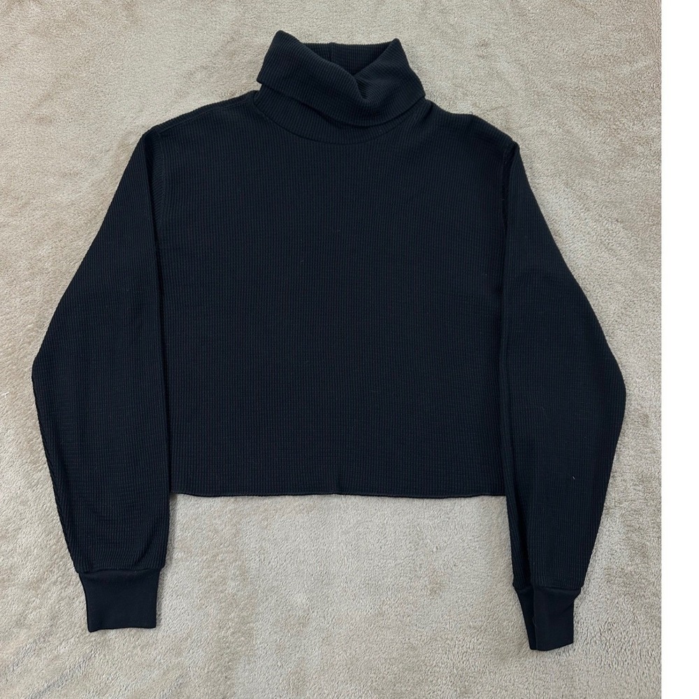 Tna Aritzia Cropped‎ Mock Neck Sweater Womens Size XS black Long sleeve EUC